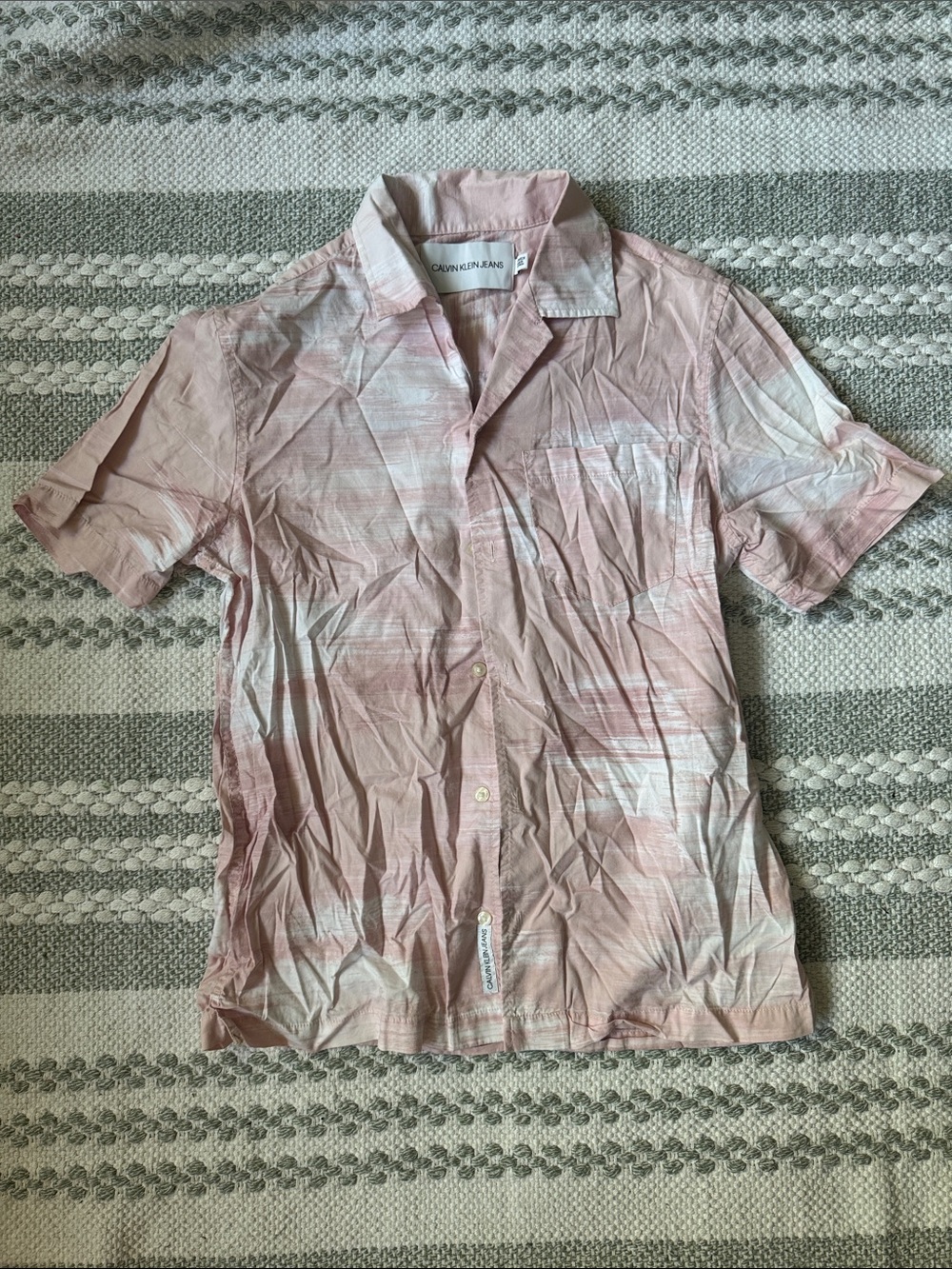 Calvin Klein Jeans Light Pink Short-Sleeve Button-Down Shirt